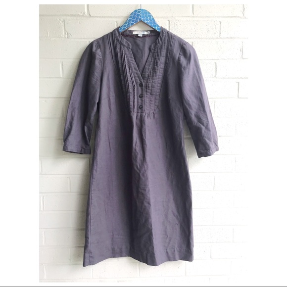 Boden Dresses & Skirts - Boden Laura Grey Linen Cotton Prairie Tall Dress